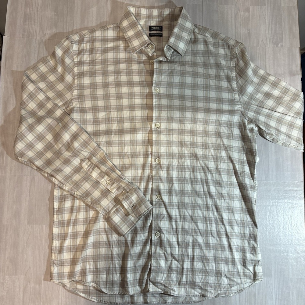Faherty The Movement Flannel Shirt Men's Size L Plaid Workwear Hike Fish Camp